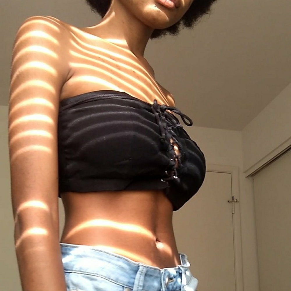 Black lace up crop top